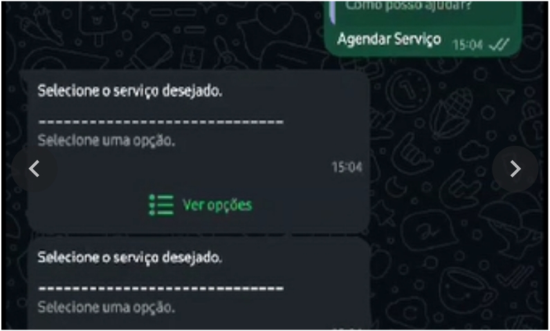 Opções administrativas no chat